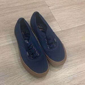 Vans Dark Blue Canvas Sneakers with Brown Sole-new